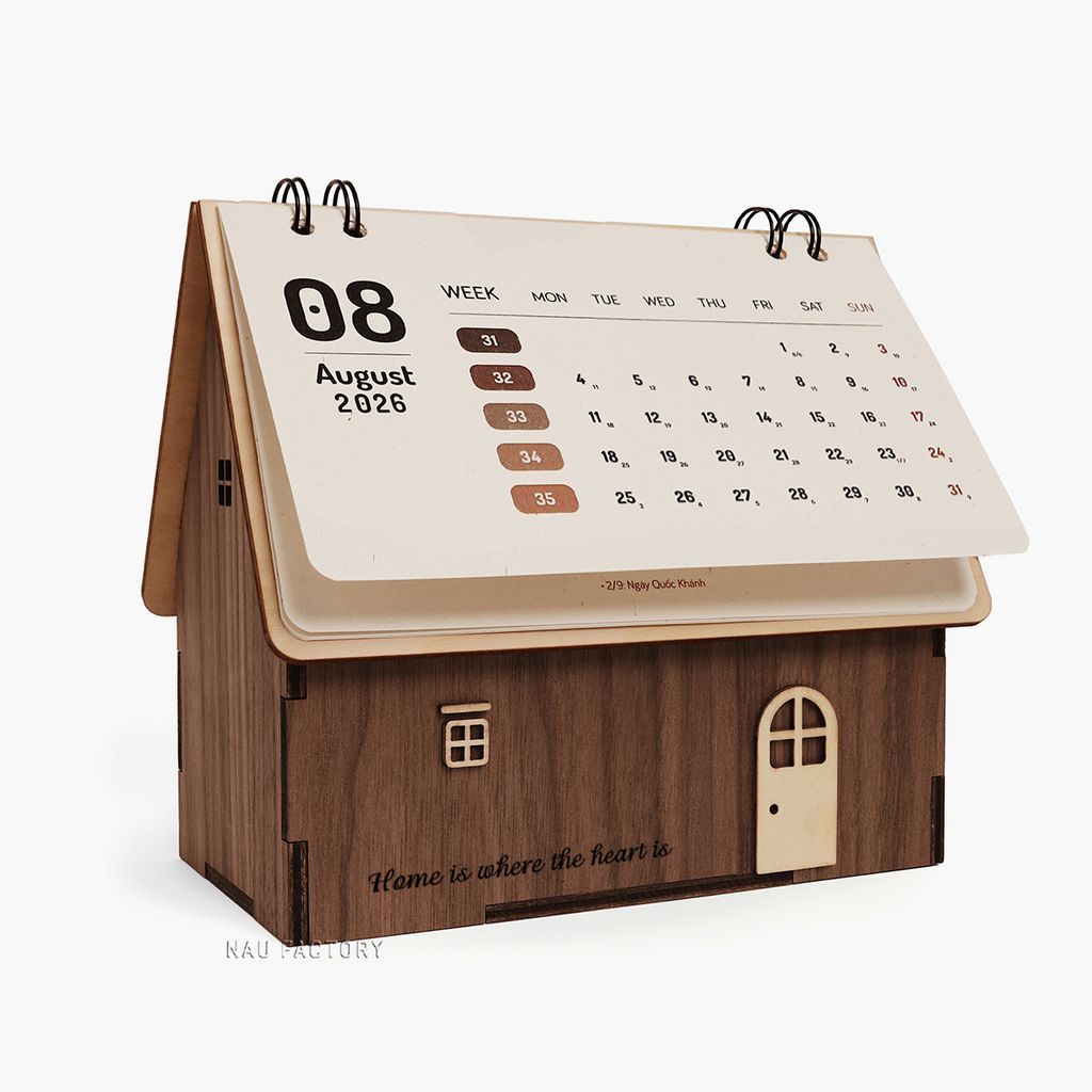 Lịch gỗ ngôi nhà 2026