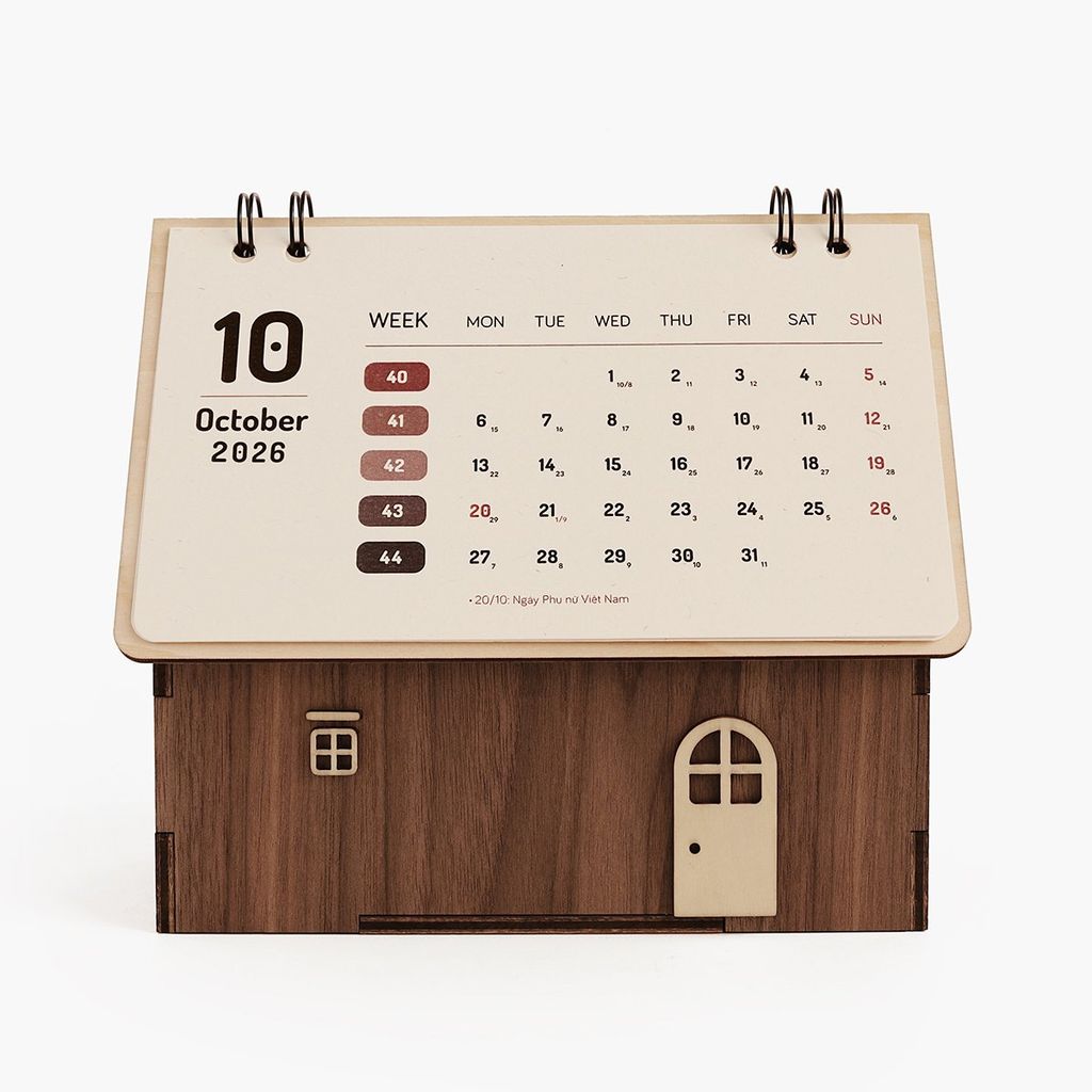 Lịch gỗ ngôi nhà 2026