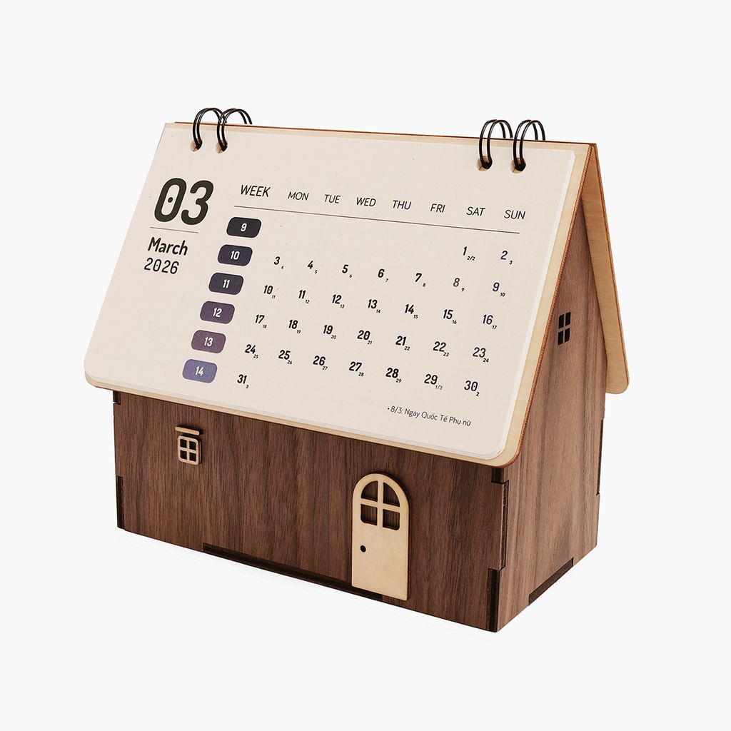 Lịch gỗ ngôi nhà 2026
